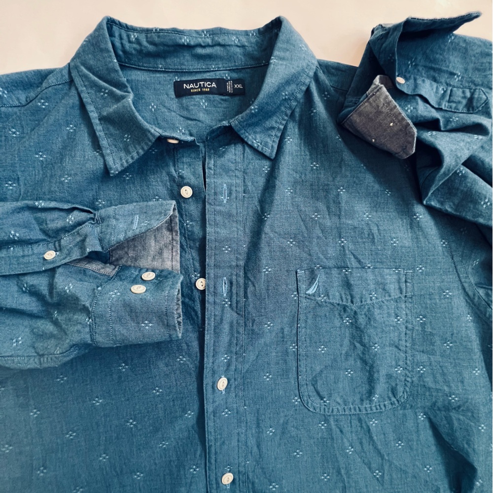 Nautica men NWT Oxford shirt long sleeve blue size XXL